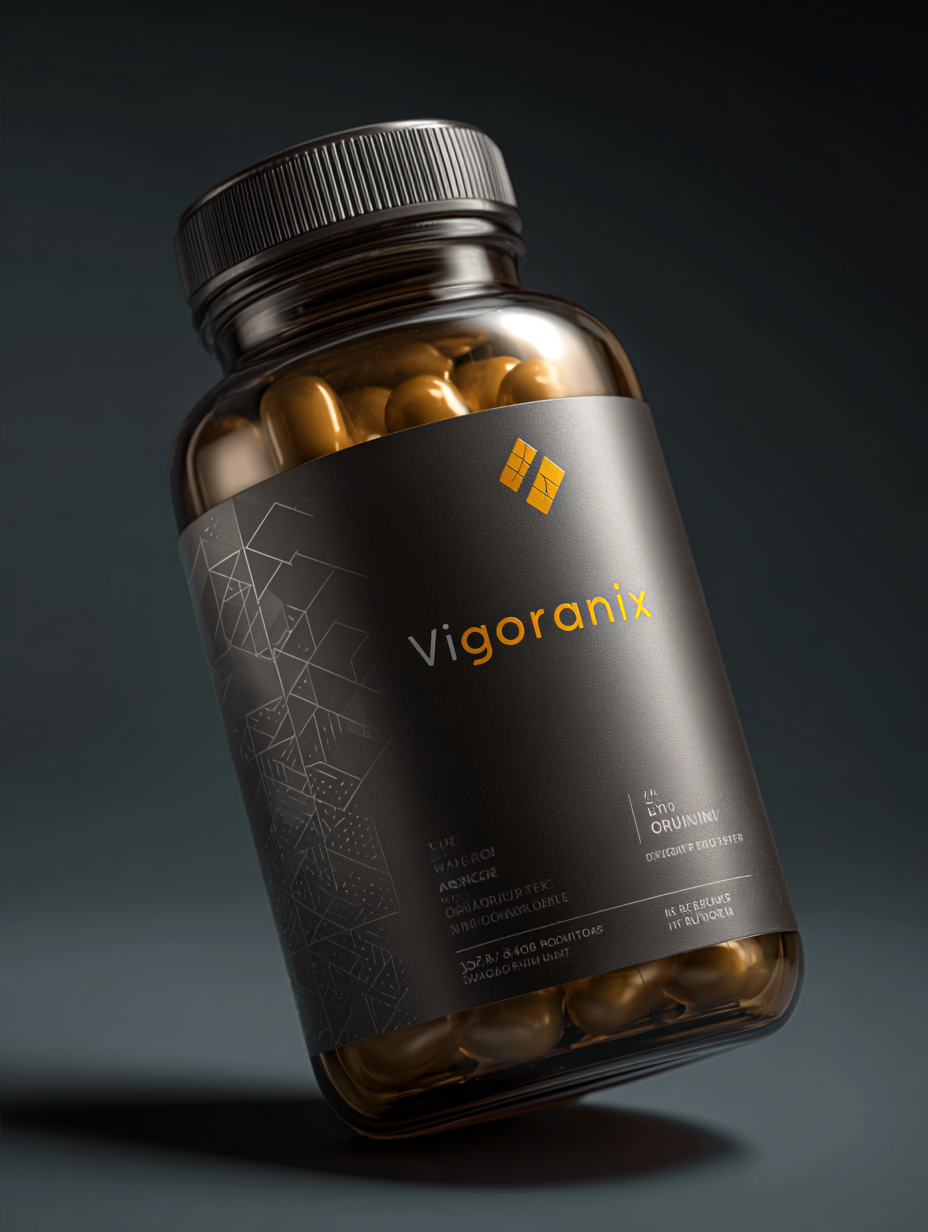 Ambalajul produsului Vigoranix - supliment natural în capsule pentru susținerea sănătății masculine, formulă blândă cu ingrediente naturale pentru îmbunătățirea circulației sanguine și susținerea funcției fiziologice masculine